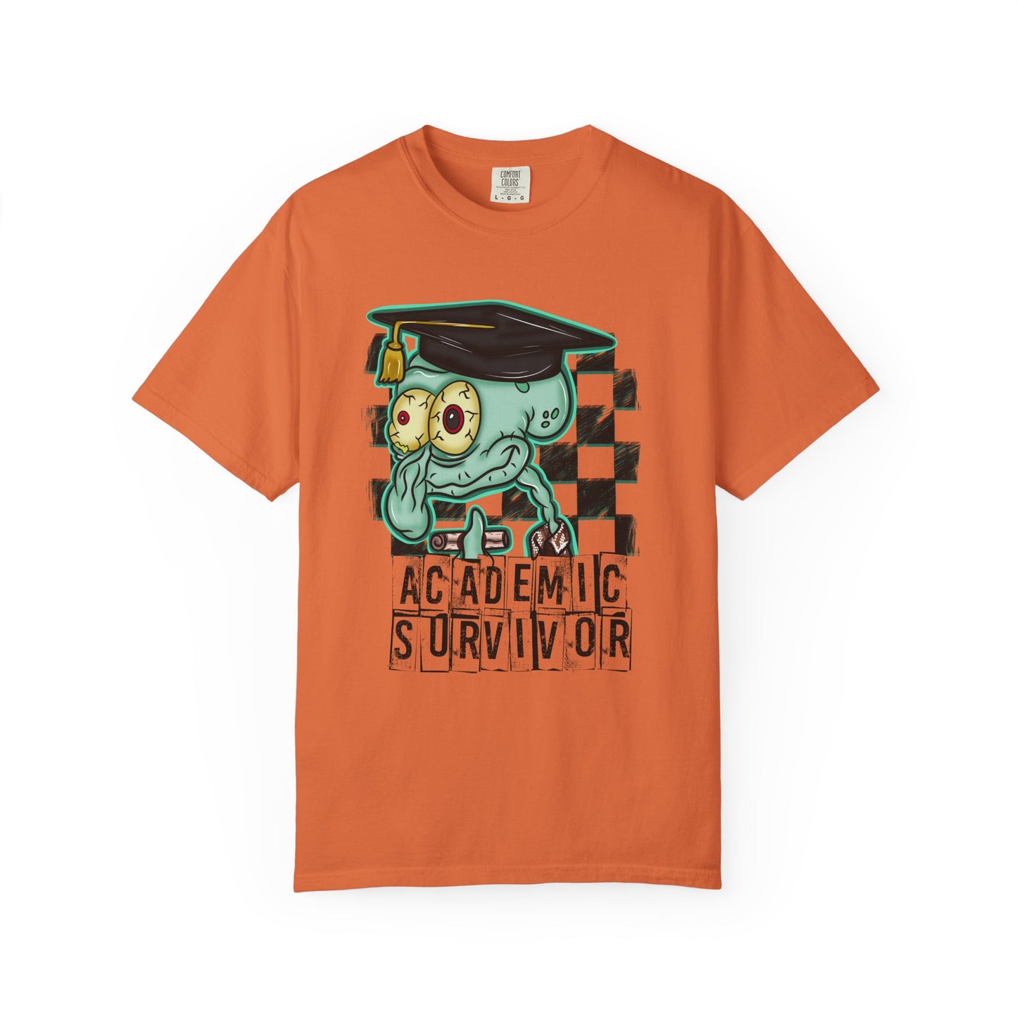 Academic Survivor T‑Shirt — Funny Graduation Squid with Cap