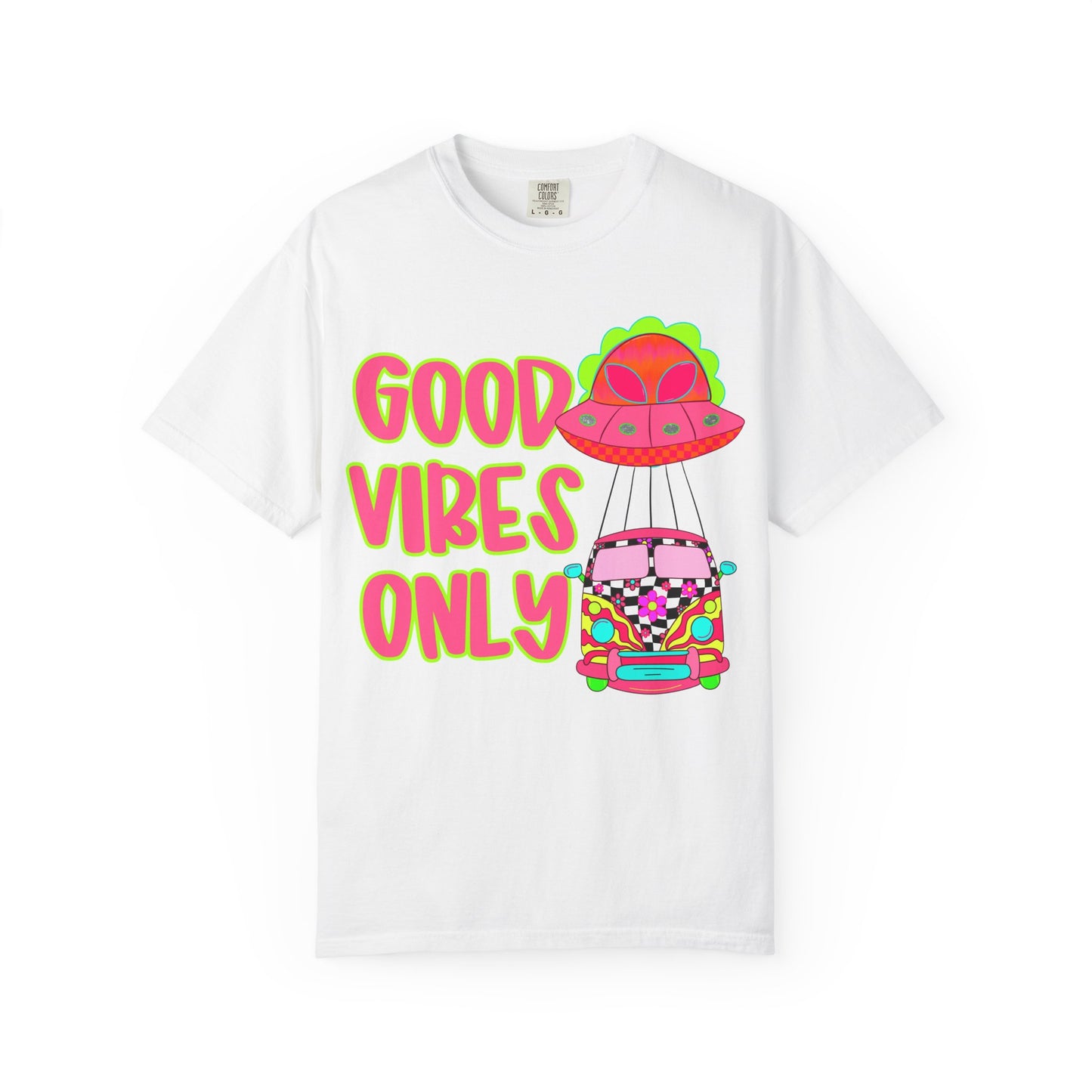 Good Vibes Only T-Shirt — Retro Psychedelic UFO Van Graphic Tee
