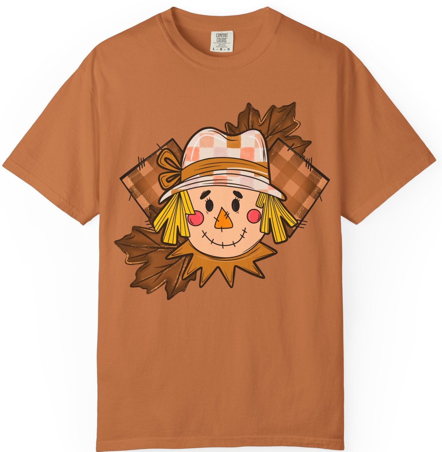 Scarecrow Smiles T‑Shirt — Cute Autumn Harvest Graphic Tee