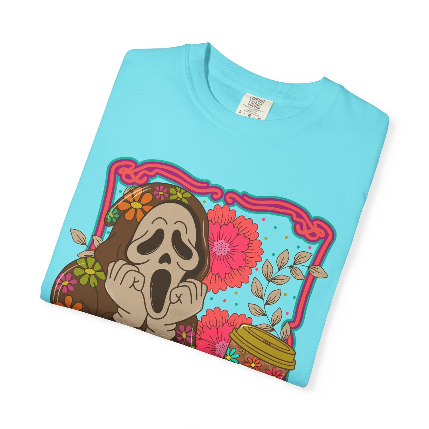 Screaming Floral Coffee T-Shirt — Retro Ghostface Graphic Tee