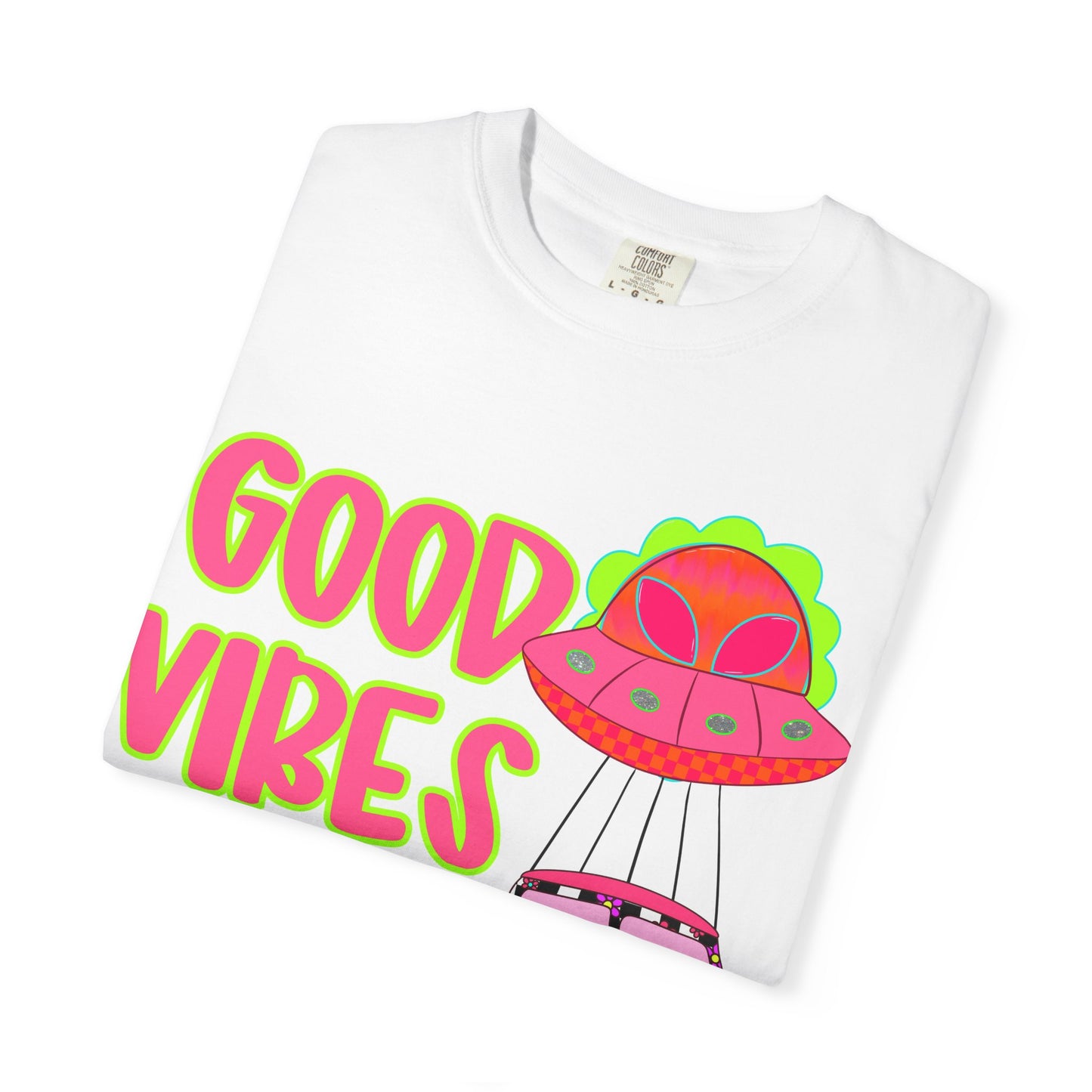 Good Vibes Only T-Shirt — Retro Psychedelic UFO Van Graphic Tee