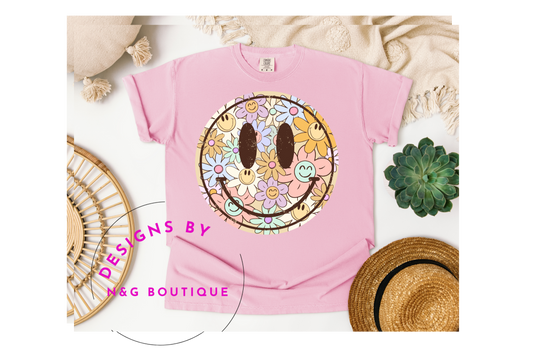 BOHO SMILEY FACE DTF OR SUBLIMATION PRINT #497