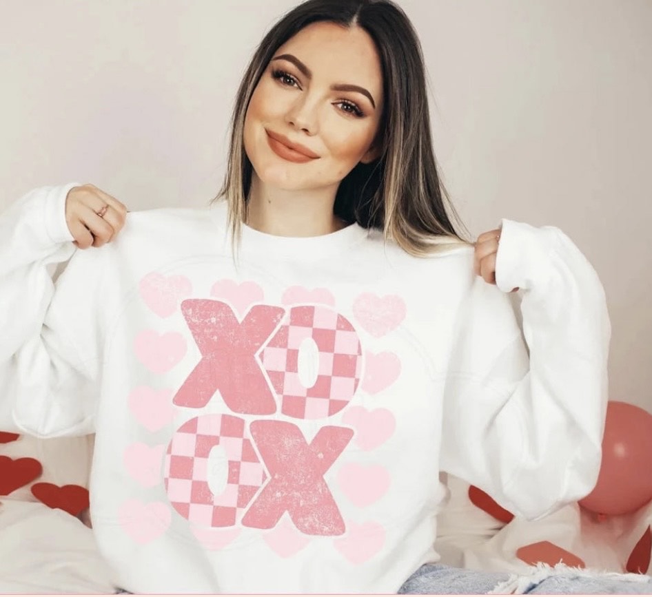 DISTRESSED XOXO HEARTS GLITTER TRANSFER #0007 (VALENTINE)