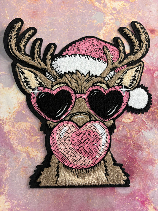 CHENILLE PATCHES REINDEER WITH BUBBLE GUM