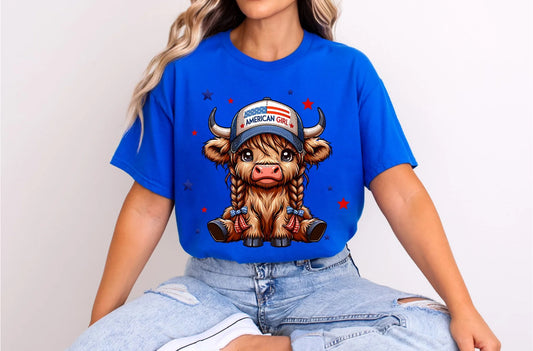 American Highland Cow #405 Available in  DTF Just Pick Your Shirt