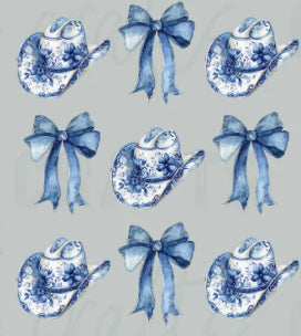 Blue Floral Bows&Hats Print #156