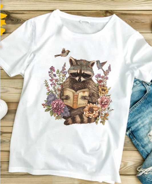 Floral Raccoon #390 Available in Sublimation or Dtf Just Pick Your Shirt