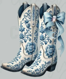 Blue Floral Boots Print #161