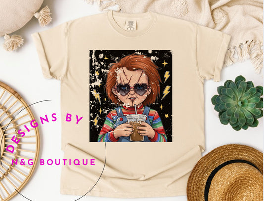 Chuck Drinking Coffee DTF Print #561