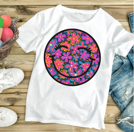 Boho Smiley #416 Available in Sublimation or Dtf Just Pick Your Shirt AVAILABLE TO PRINT