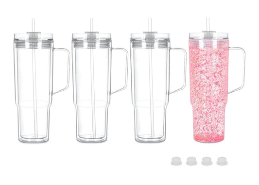 40 Oz Acrylic Snowglobe Tumbler with Handle