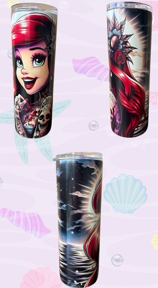 Tattoo Glow In The Dark Mermaid Glass Cup