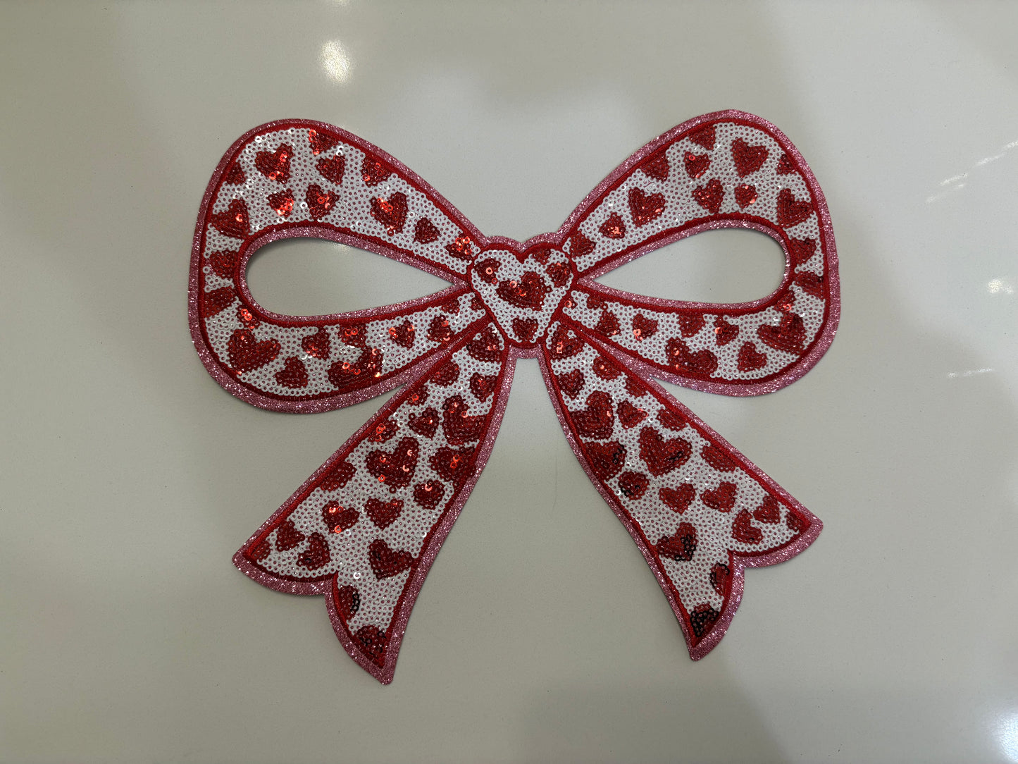CHENILLE PATCHES HEARTS BOW