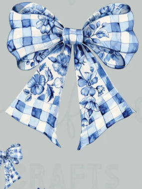 Blue Floral Bow Print #158