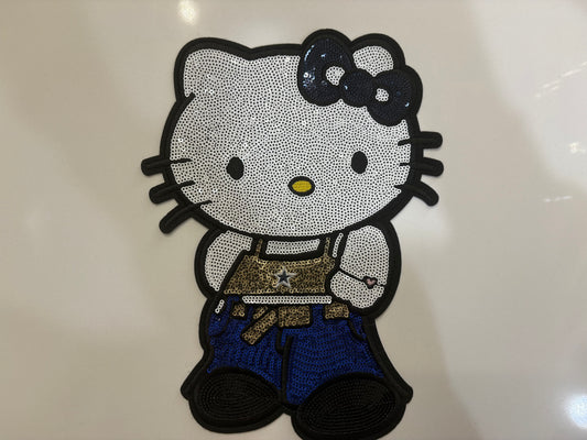 CHENILLE PATCHES BLUE CITE KITTY WITH A BOW