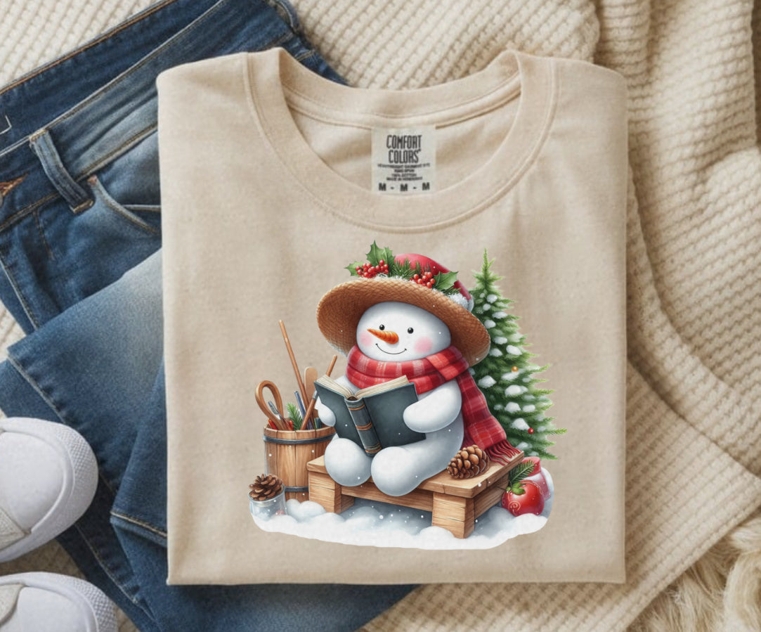 #916 Christmas snowman reading