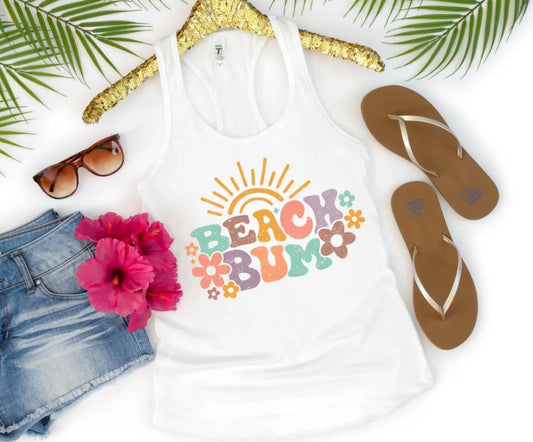 Beach Bum #319 Available in Sublimation or DTF Just Pick Your Shirt GLITTER