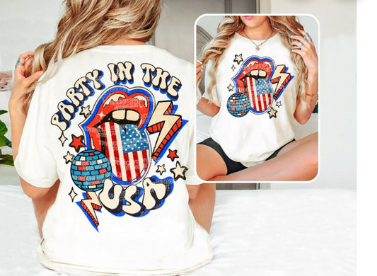 Party in the USA # 513 Available in Sublimation or DTF Just Pick Your Shirt