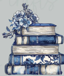 Blue Floral Books Print #157