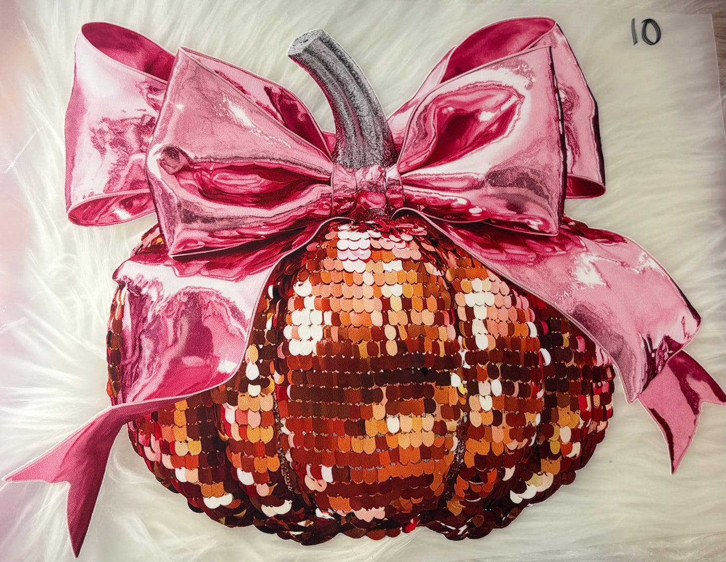 Pumpkin WitH Pink Bow Print