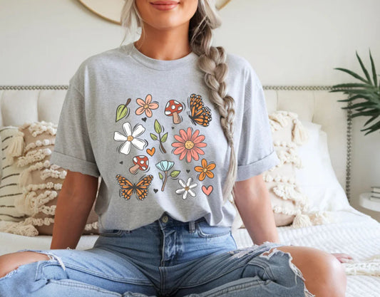 Spring Flowers #393  Available in  Dtf Just Pick Your Shirt GLITTER