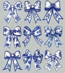 Blue Floral Bows Print #166