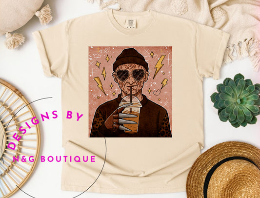 Freddy Drinking Coffee DTF Print #565