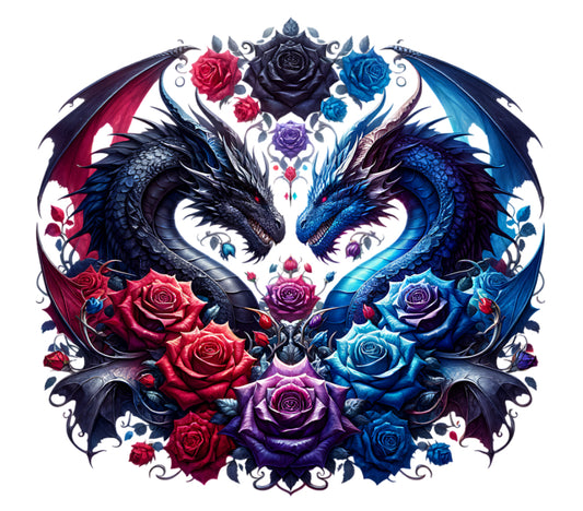 Flower Dragons #115 Available in Sublimation and DTF Just Pick Your Shirt