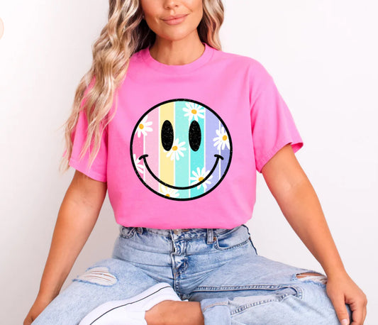 Summer Smiley #398 Available in DTF Just Pick Your Shirt GLITTER