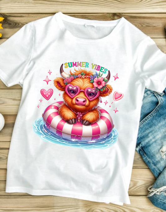 Summer Vibes Highland #408 Available in Sublimation or Dtf Just Pick Your Shirt