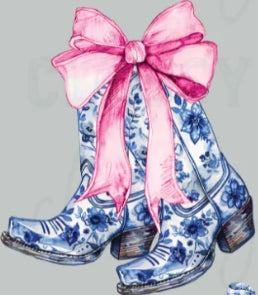 Blue Floral Boots Print #162