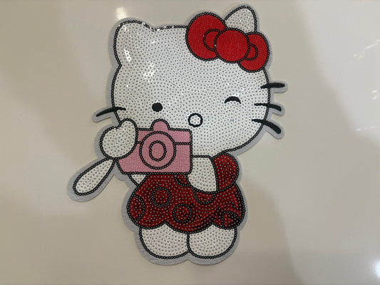 CHENILLE PATCHES CUTE KITTY WITH CAMERA