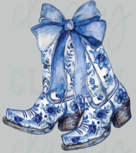 Blue Floral Boots Print #160