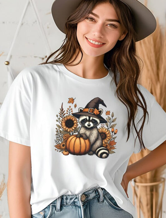 Fall Raccoon  # 523 Available in Sublimation or DTF Just Pick Your Shirt