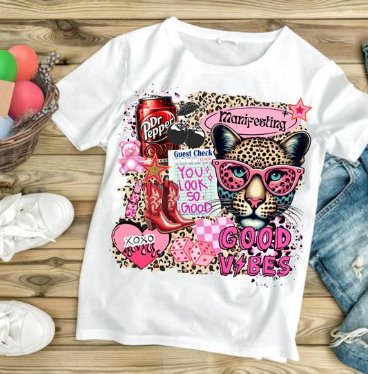Manifesting Leopard #381 Available in Sublimation or Dtf Just Pick Your Shirt