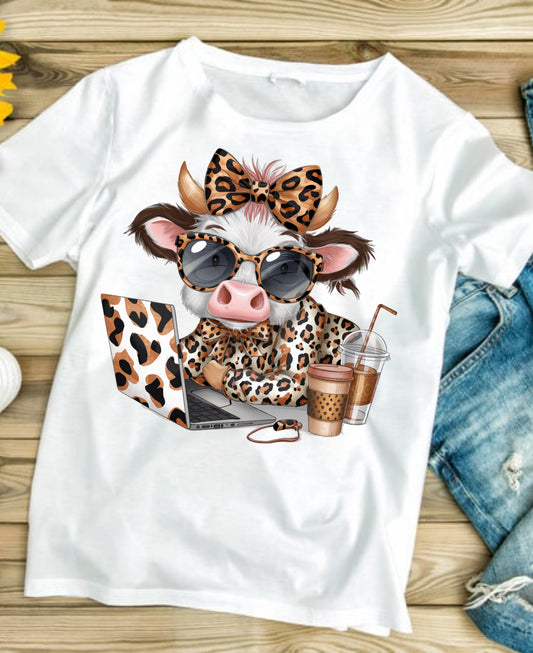 Executive Cow AT Work #079  Available in Sublimation or DTF Just Pick Your Shirt REQUEST PRINTING