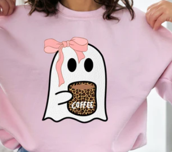 #1005 GHOST COFFEE WITH BOW GLITTER