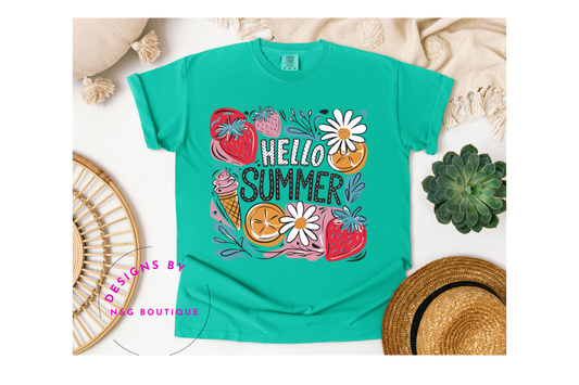 HELLO SUMMER, DTF OR SUBLIMATION PRINT #371