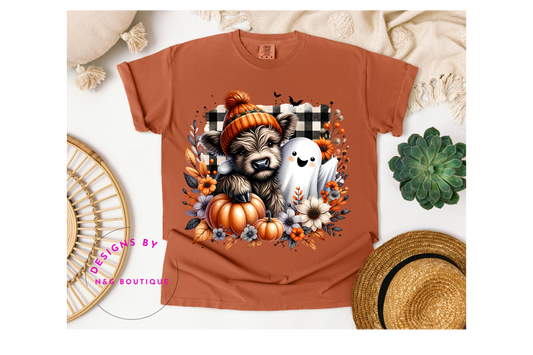 HIGHLAND COW AND FRIENDS BOO DTF OR SUBLIMATION PRINT #490