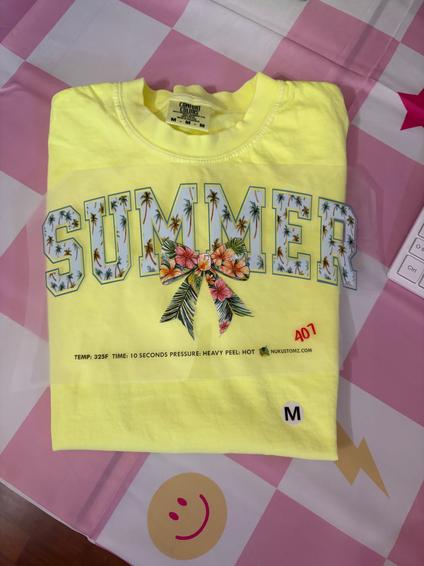 Summer Print With Bow  #308 Available in Sublimation or DTF Just Pick Your Shirt
