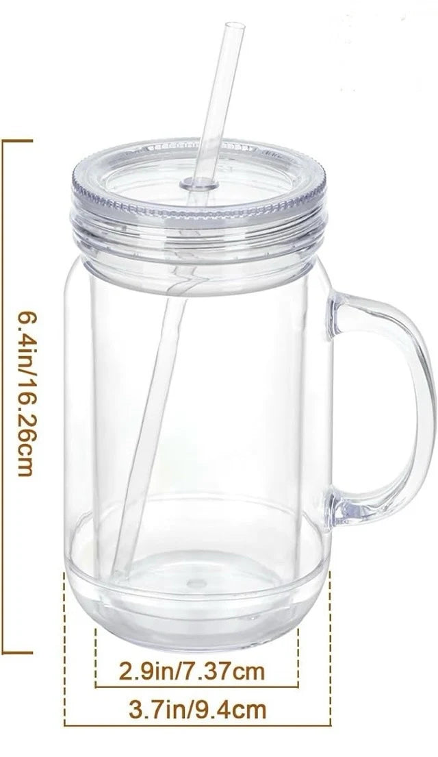 20oz DOUBLE WALL SNOW GLOBE PLASTIC CANS WITH HANDLE