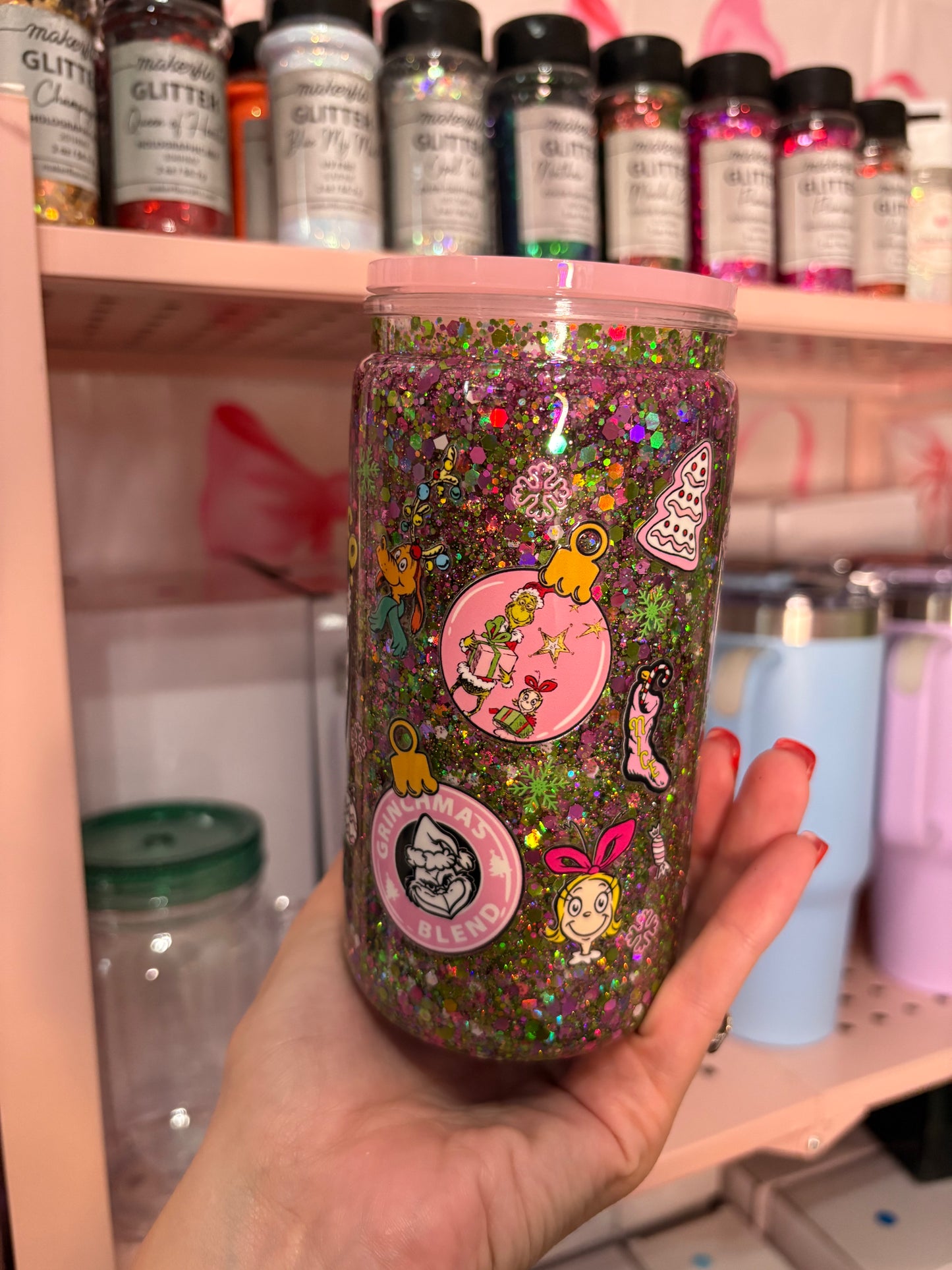 Green guy premade snow globe cup 16oz