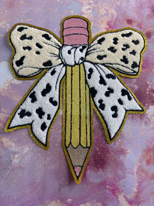 CHENILLE PATCHES TEACHER PENCIL WITH A BOW