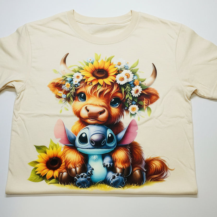 HIGHLAND COW WITH BLUE GUY READY TO PRESS DTF #0344 (HIGHLAND COW)
