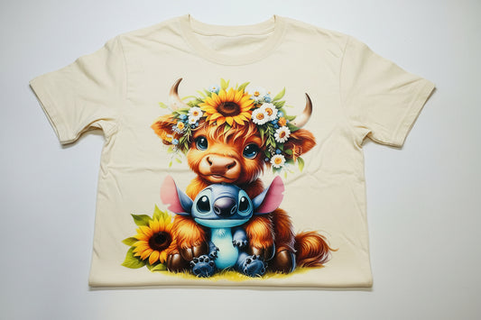 HIGHLAND COW WITH BLUE GUY READY TO PRESS DTF #0344 (HIGHLAND COW)