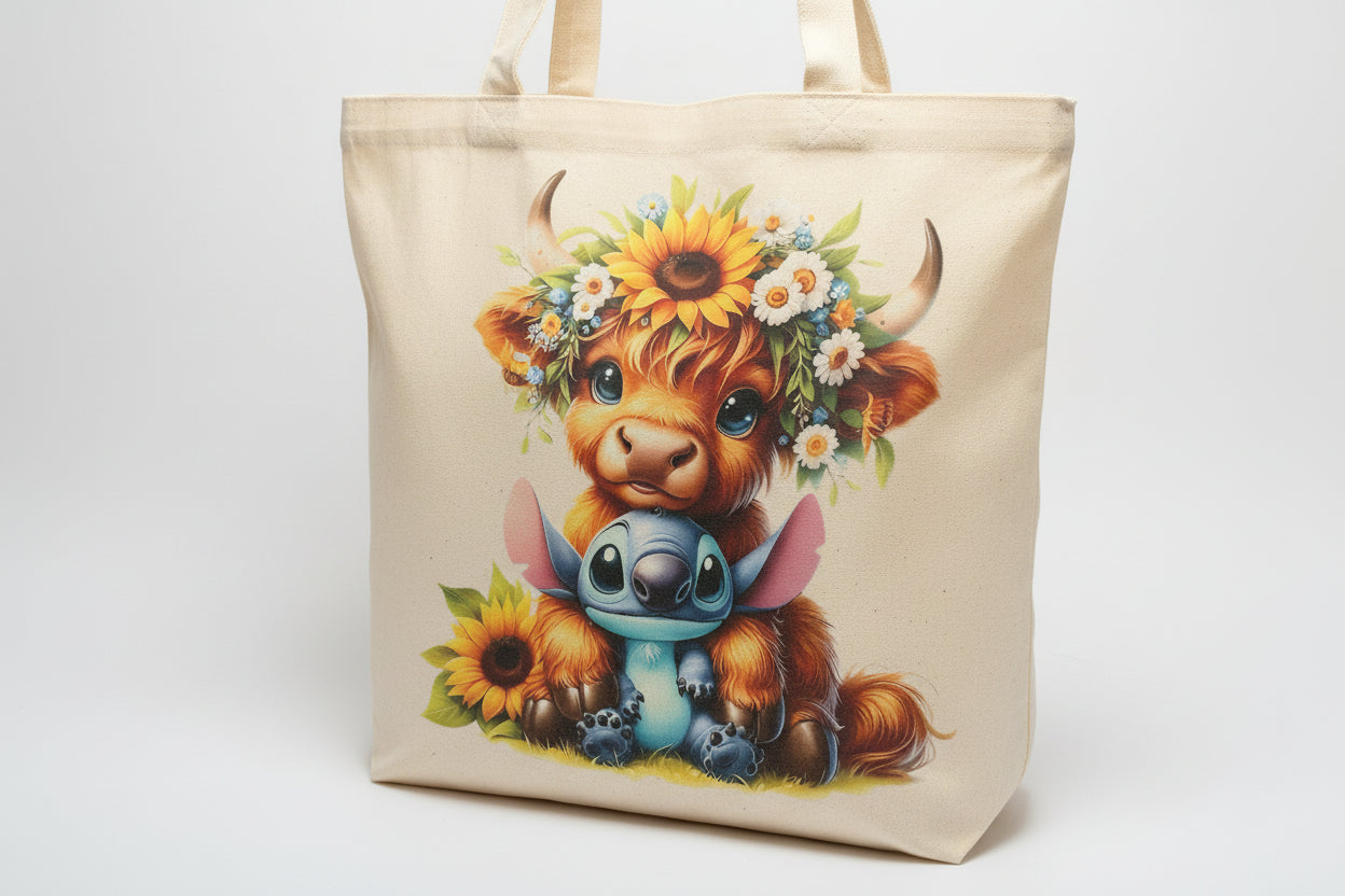 HIGHLAND COW WITH BLUE GUY READY TO PRESS DTF #0344 (HIGHLAND COW)