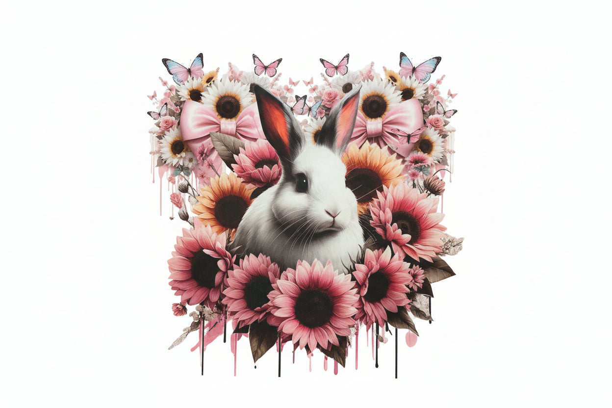 BUNNY FLOWERS READY TO PRESS DTF #0297 (EASTER)