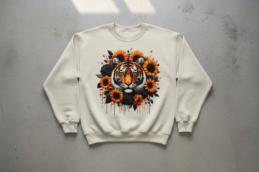 TIGER WITH FLOWERS DTF READY TO PRINT #0292 (ANIMAL LOVER )