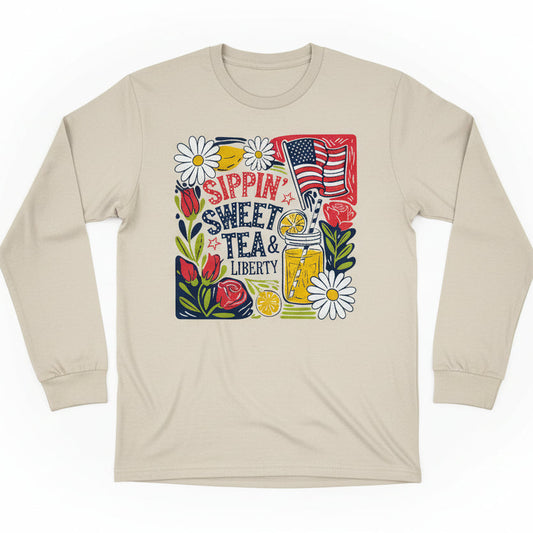 SIPPIN SWEET TEA & LIBERTY GLITTER PRINT #0363 READY TO PRESS (4TH OF JULY)