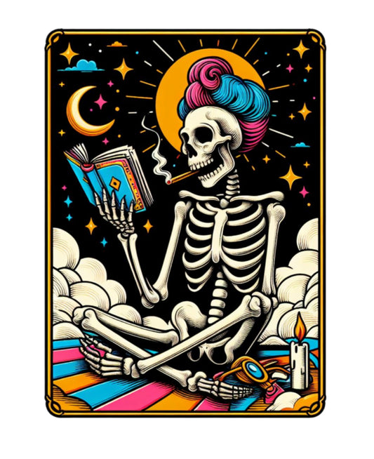 Reading skeleton Sublimation Print #323